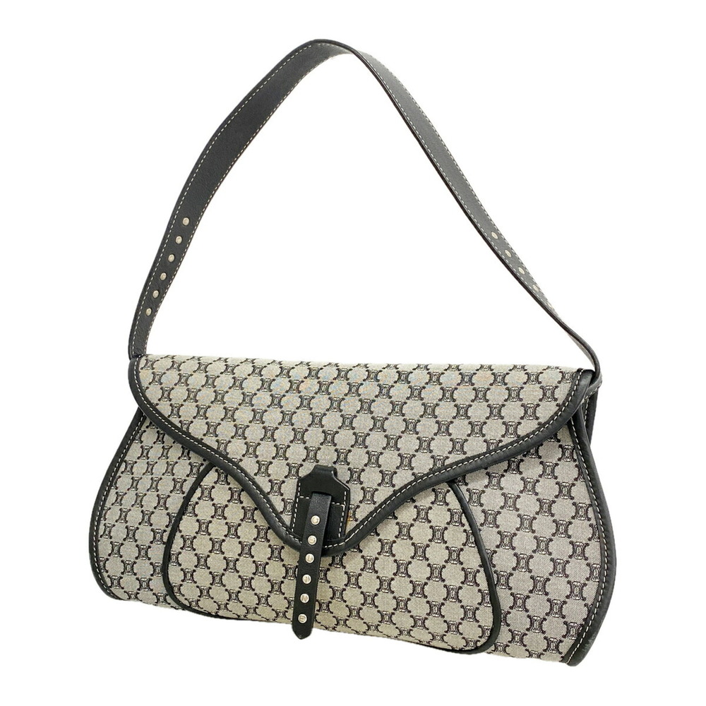Celine Macadam Nylon Canvas Handbag, Gray/Black, Women's